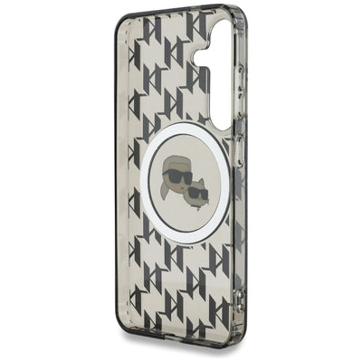 Case Karl Lagerfeld Button Karl&amp;Choupette Heads On KL Pattern MagSafe Samsung Galaxy S25 black
