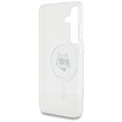 Case Karl Lagerfeld Button Choupette Head Printed Logo MagSafe Samsung Galaxy S25 Plus white