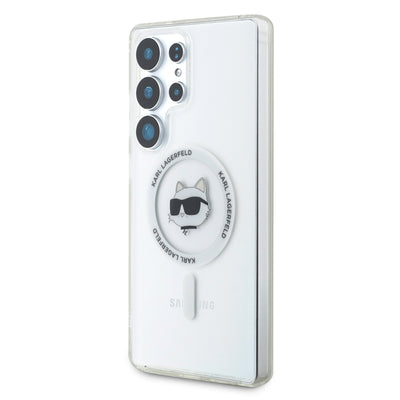 Case Karl Lagerfeld Button Choupette Head Printed Logo MagSafe Samsung Galaxy S25 Ultra white