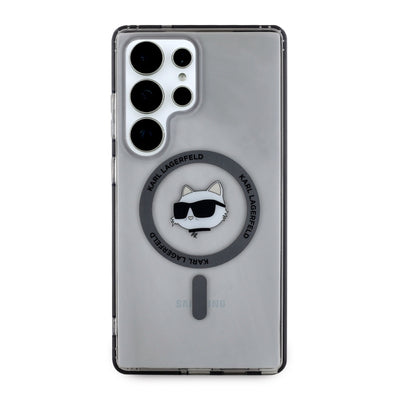 Karl Lagerfeld Button Choupette Head Printed Logo MagSafe Samsung Galaxy S25 Ultra case black
