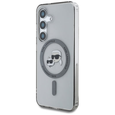 Karl Lagerfeld Button Karl &amp; Choupette Heads Printed Logo MagSafe Samsung Galaxy S25 case black