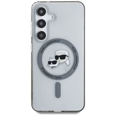 Karl Lagerfeld Button Karl &amp; Choupette Heads Printed Logo MagSafe Samsung Galaxy S25 case black