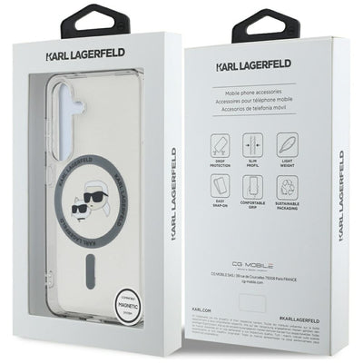 Karl Lagerfeld Button Karl &amp; Choupette Heads Printed Logo MagSafe Samsung Galaxy S25 case black
