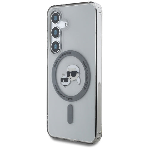 Karl Lagerfeld Button Karl &amp; Choupette Heads Printed Logo MagSafe Samsung Galaxy S25 Plus case black