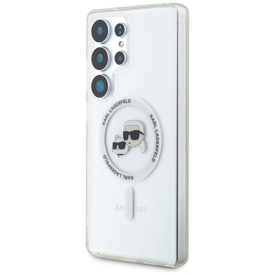 Case Karl Lagerfeld Button Karl &amp; Choupette Heads Printed Logo MagSafe Samsung Galaxy S25 Ultra white