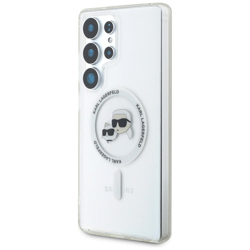 Case Karl Lagerfeld Button Karl &amp; Choupette Heads Printed Logo MagSafe Samsung Galaxy S25 Ultra white