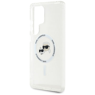 Case Karl Lagerfeld Button Karl &amp; Choupette Heads Printed Logo MagSafe Samsung Galaxy S25 Ultra white