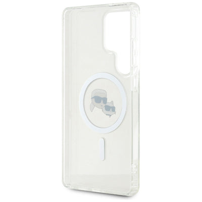 Case Karl Lagerfeld Button Karl &amp; Choupette Heads Printed Logo MagSafe Samsung Galaxy S25 Ultra white