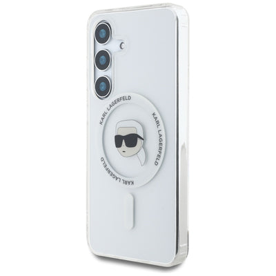 Case Karl Lagerfeld Button Karl Head Printed Logo MagSafe Samsung Galaxy S25 white