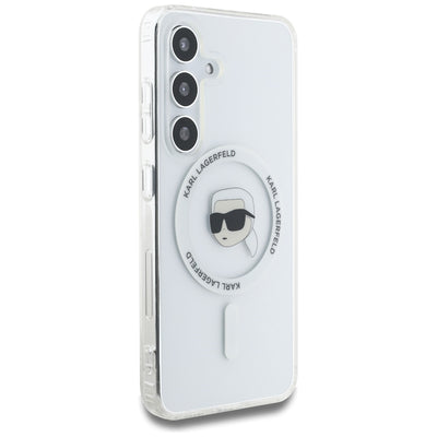 Case Karl Lagerfeld Button Karl Head Printed Logo MagSafe Samsung Galaxy S25 white