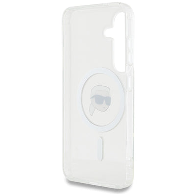 Case Karl Lagerfeld Button Karl Head Printed Logo MagSafe Samsung Galaxy S25 white