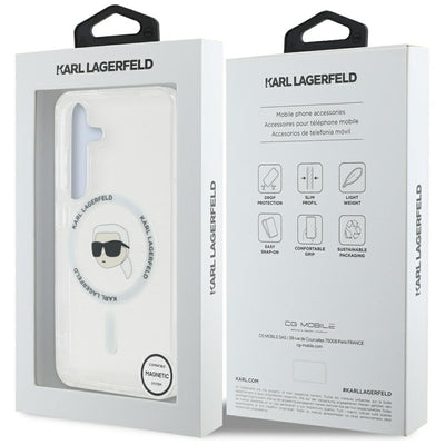 Case Karl Lagerfeld Button Karl Head Printed Logo MagSafe Samsung Galaxy S25 white