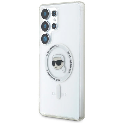 Case Karl Lagerfeld Button Karl Head Printed Logo MagSafe Samsung Galaxy S25 Ultra white