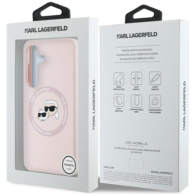 Karl Lagerfeld Silicone Double Heads And Circle MagSafe Samsung Galaxy S25 Plus Case Pink