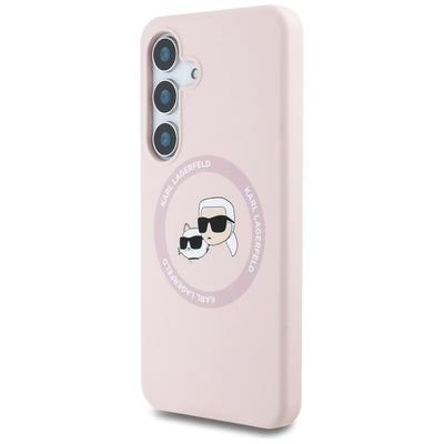 Karl Lagerfeld Silicone Double Heads And Circle MagSafe Samsung Galaxy S25 Case Pink
