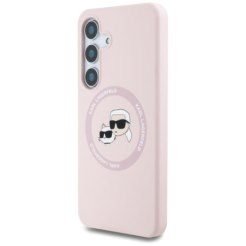 Karl Lagerfeld Silicone Double Heads And Circle MagSafe Samsung Galaxy S25 Case Pink