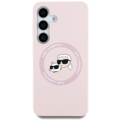 Karl Lagerfeld Silicone Double Heads And Circle MagSafe Samsung Galaxy S25 Case Pink