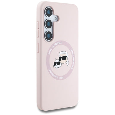 Karl Lagerfeld Silicone Double Heads And Circle MagSafe Samsung Galaxy S25 Case Pink