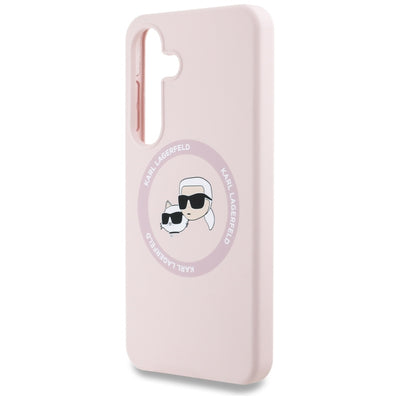 Karl Lagerfeld Silicone Double Heads And Circle MagSafe Samsung Galaxy S25 Case Pink