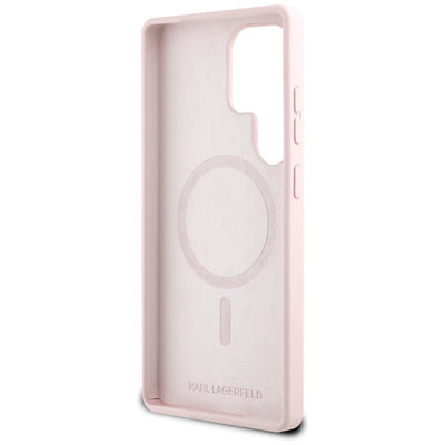 Karl Lagerfeld Silicone Double Heads And Circle MagSafe Samsung Galaxy S25 Ultra Case Pink