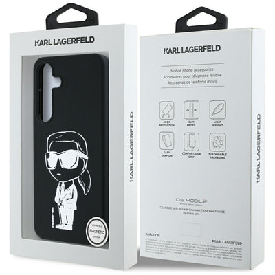 Case Karl Lagerfeld Silicone Graffiti Ikonik Printed Logo MagSafe Samsung Galaxy S25 black