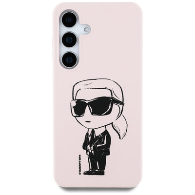Case Karl Lagerfeld Silicone Graffiti Ikonik Printed Logo MagSafe Samsung Galaxy S25 pink