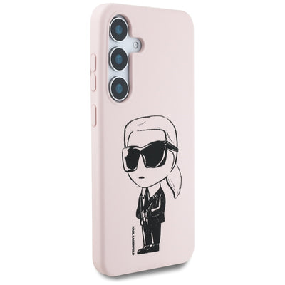 Case Karl Lagerfeld Silicone Graffiti Ikonik Printed Logo MagSafe Samsung Galaxy S25 pink