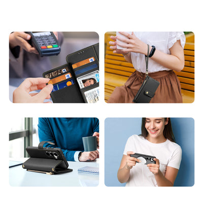Dux Ducis Lawa Leather Case for Samsung Galaxy S25+ with Detachable Magnetic Wallet - Black