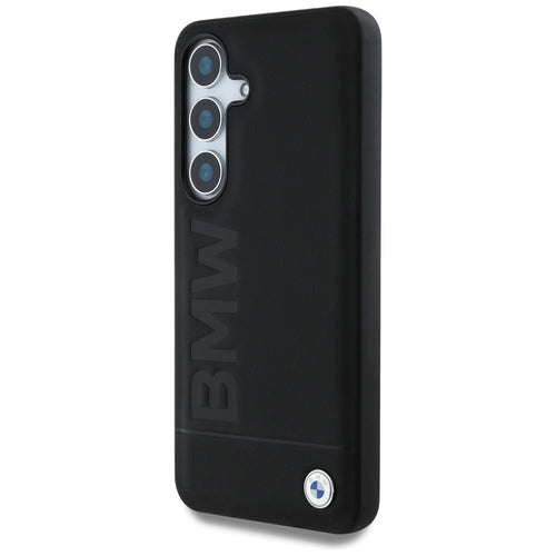 BMW Leather Big Wordmark Case for Samsung Galaxy S25+ - Black