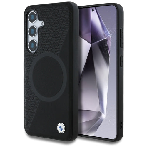 BMW Leather Half Textured MagSafe Case for Samsung Galaxy S25 - Black