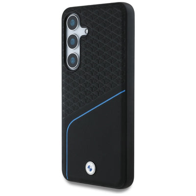BMW Leather Textured and Smooth MagSafe Case for Samsung Galaxy S25 - Black