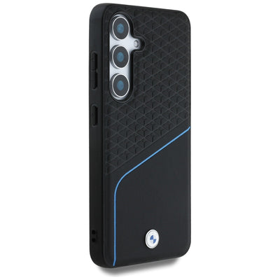 BMW Leather Textured and Smooth MagSafe Case for Samsung Galaxy S25 - Black