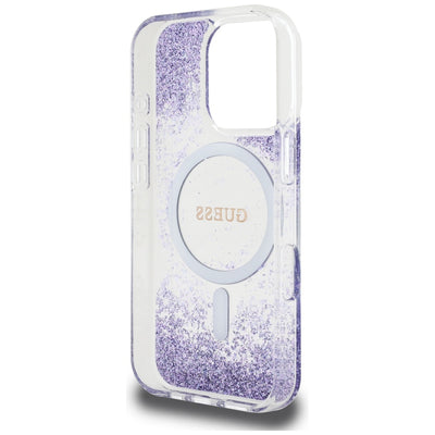 Guess HC Resin Bottom Glitter MagSafe case for iPhone 16 Pro Max - purple