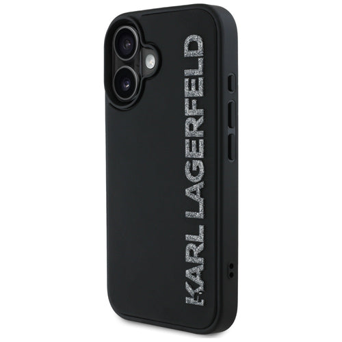 Karl Lagerfeld HC 3D Rubber Elongated Glitter iPhone 16 Case - Black