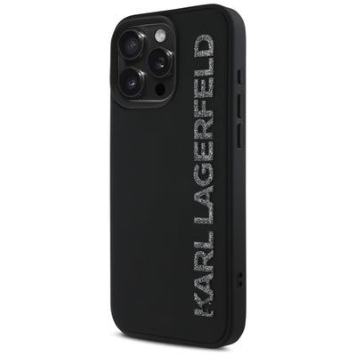 Karl Lagerfeld HC 3D Rubber Elongated Glitter iPhone 16 Pro Case - Black