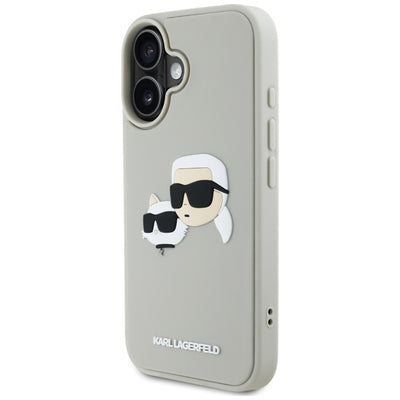 Karl Lagerfeld HC 3D Rubber Double Heads iPhone 16 Case - Beige
