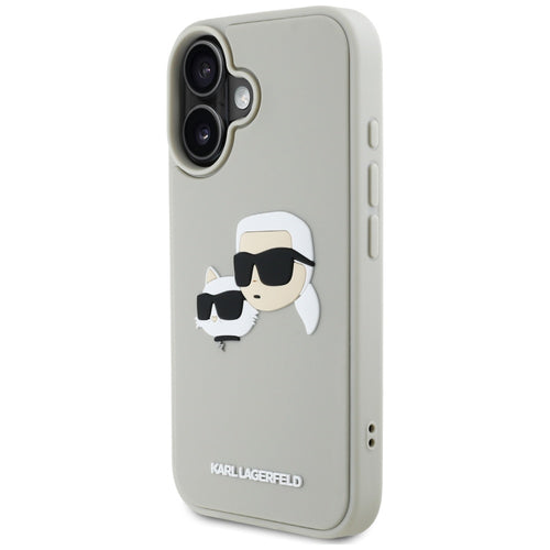Karl Lagerfeld HC 3D Rubber Double Heads iPhone 16 Case - Beige