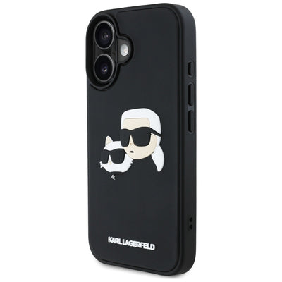 Karl Lagerfeld HC 3D Rubber Double Heads iPhone 16 Case - Black