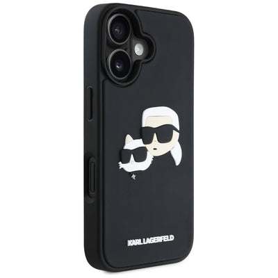 Karl Lagerfeld HC 3D Rubber Double Heads iPhone 16 Case - Black
