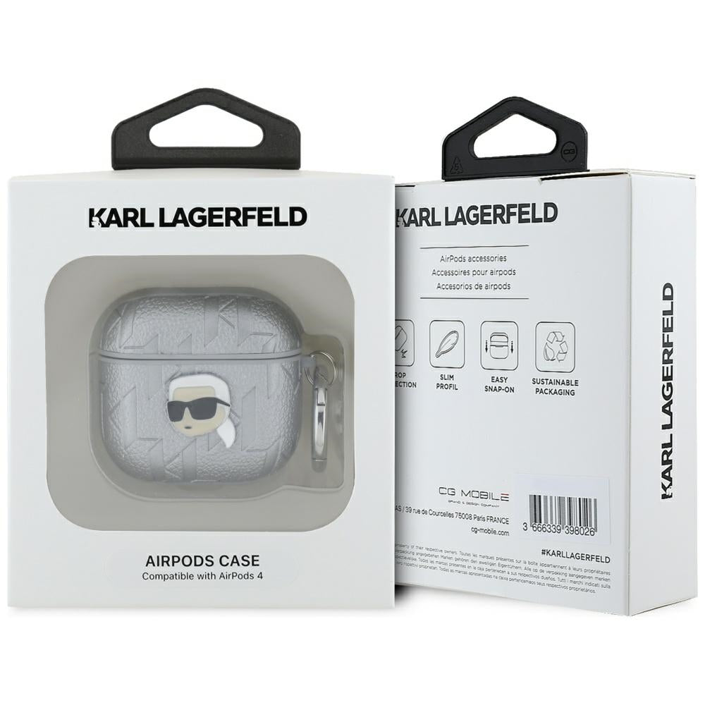 Karl Lagerfeld Monogram Karl Head case for AirPods 4 - silver