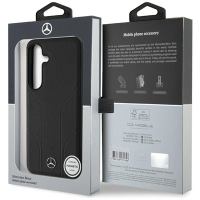 Mercedes Leather Debossed Lines MagSafe case for Samsung Galaxy S25 - black