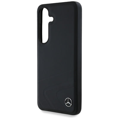 Mercedes Leather Horizontal Debossed Curves MagSafe Case for Samsung Galaxy S25 - Black