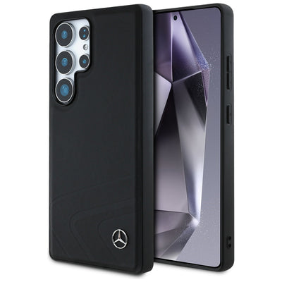 Mercedes Leather Horizontal Debossed Curves MagSafe Case for Samsung Galaxy S25 Ultra - Black