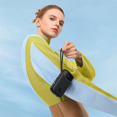 Baseus QPow 2 20000mAh 30W Power Bank with 2 Built-in USB-C Cables - Black