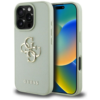 Guess Grained Big 4G Logo Small Classic Logo case for iPhone 16 Pro Max - green