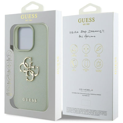 Guess Grained Big 4G Logo Small Classic Logo case for iPhone 16 Pro Max - green