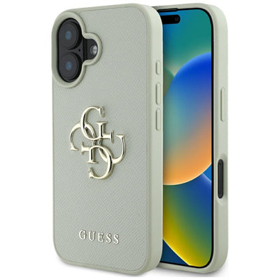 Guess Grained Big 4G Logo Small Classic Logo case for iPhone 16 - green