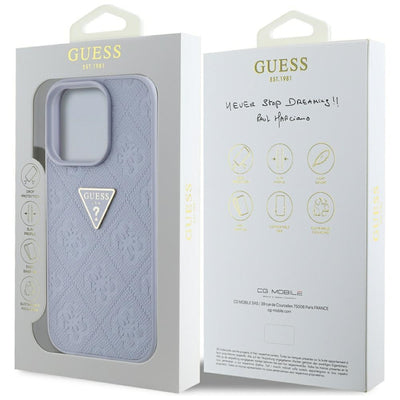 Guess Hot Stamp 4G Pattern Triangle Metal Logo iPhone 16 Pro Case - Purple