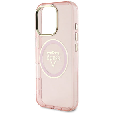Guess IML Metal Mountain Logo MagSafe iPhone 16 Pro Max Case - Pink