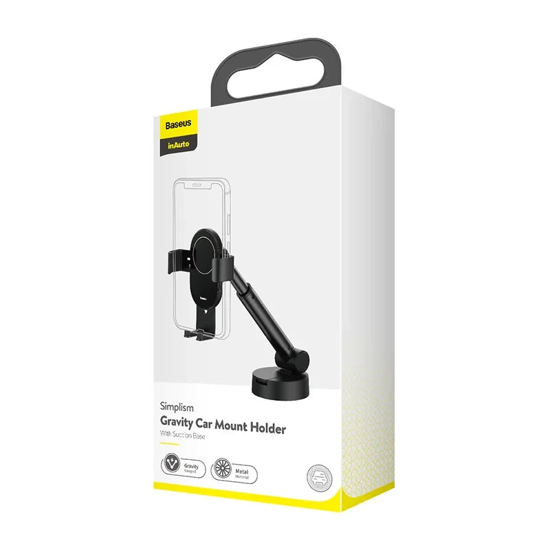 Gravity car mount for Baseus Tank phone with suction cup (black) - Product Image 6